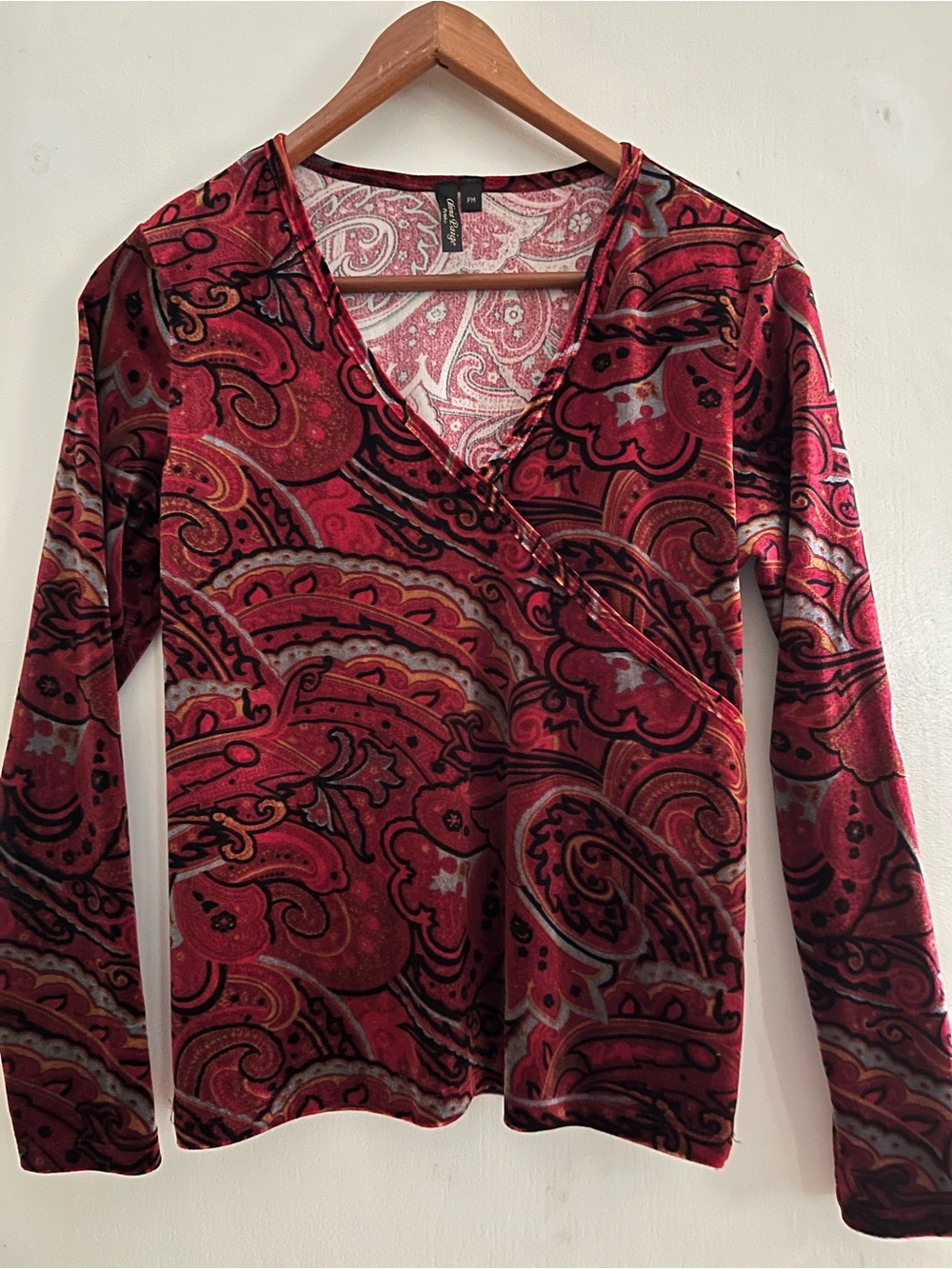 Olivia Paige PM red paisley velvet long sleeve
